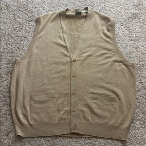 TSE cashmere silk vest tan button front preppy academia grandpa core Large